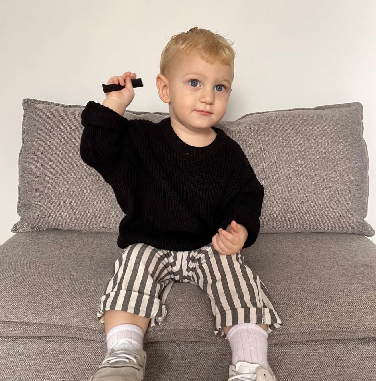 Inka Striped Pants - Charcoal