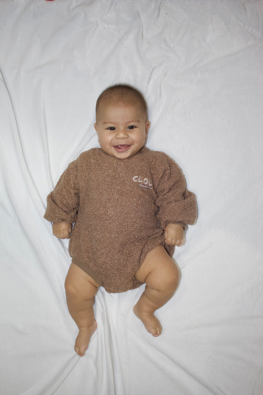 Cloud Teddy Romper - Chocolate